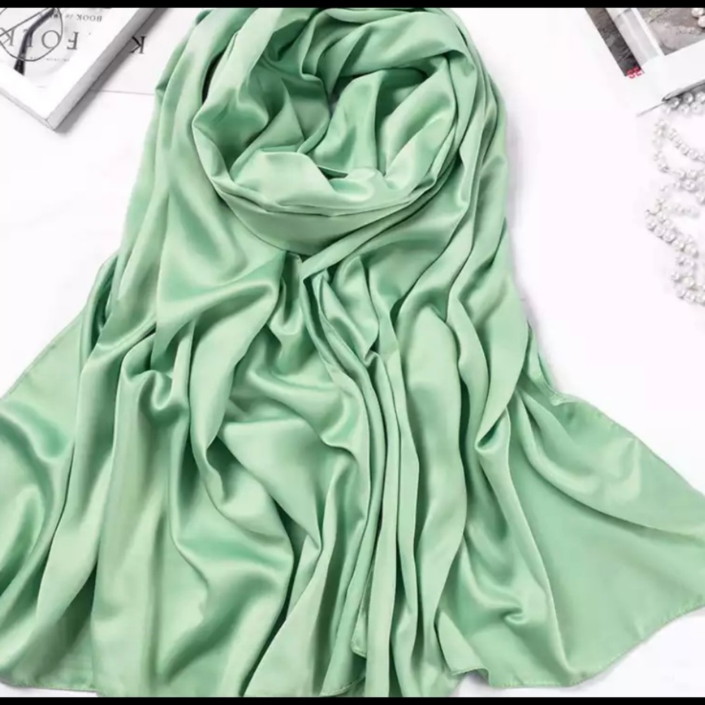 New Mint Green Satin Matte Hihab Scarf